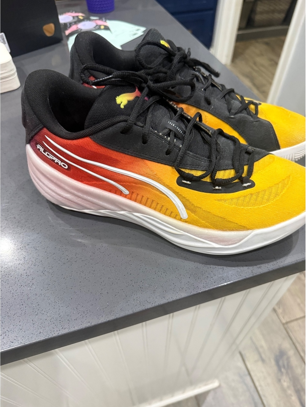 Puma Aldpro Men's Running Shoes Size 10.5 Yellow Black Red Gradient
